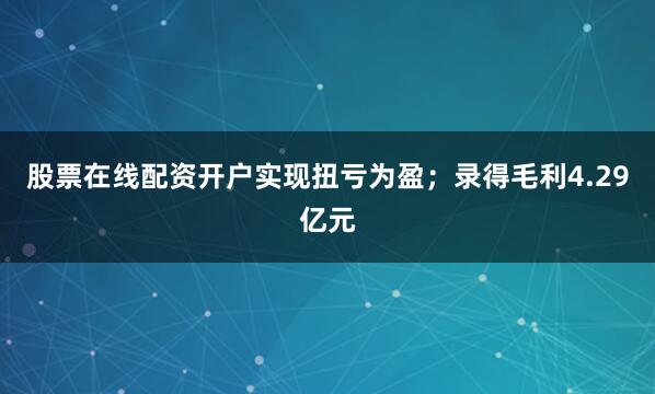 股票在线配资开户实现扭亏为盈；录得毛利4.29亿元